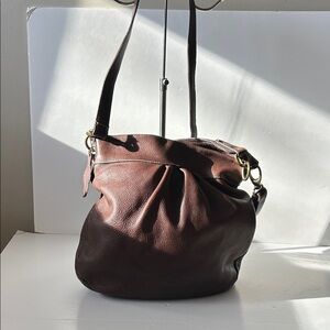 Roots Vintage Dark Brown Leather Crossbody Shoulder  Bag Made in Canada Boho